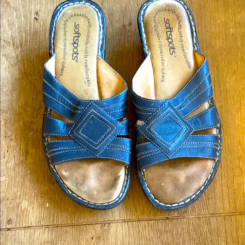 3/$15. Soft-spots Blue Slide Sandals, size 7